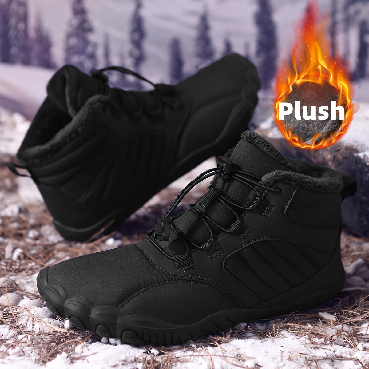 Waterproof Winter Boot - Unisex Winter Fleece Lined Barefoot Snow