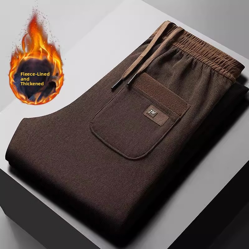 Corduroy Pant Warm - Men's Casual Fleece Lined Thick Corduroy