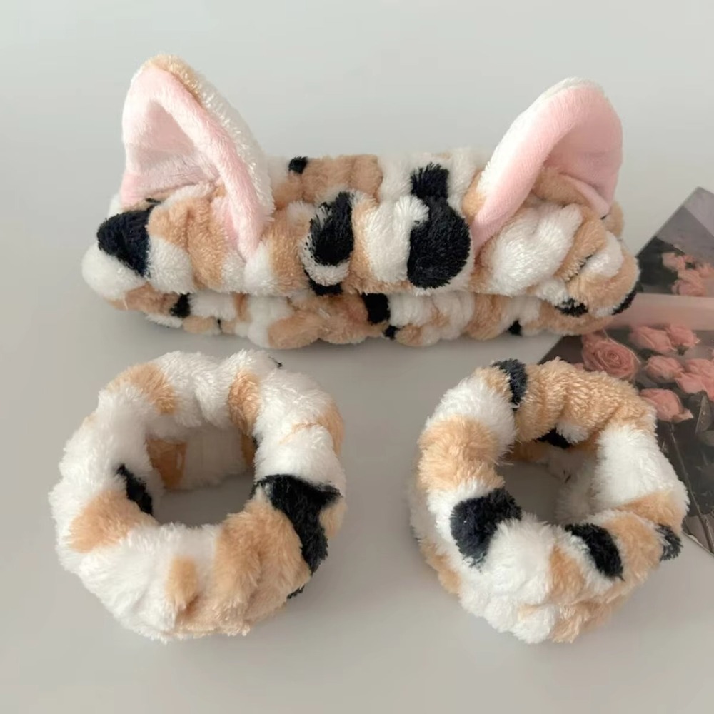 3pcs/set Leopard Print Cute Ca - Winter Headband Fleece review and price