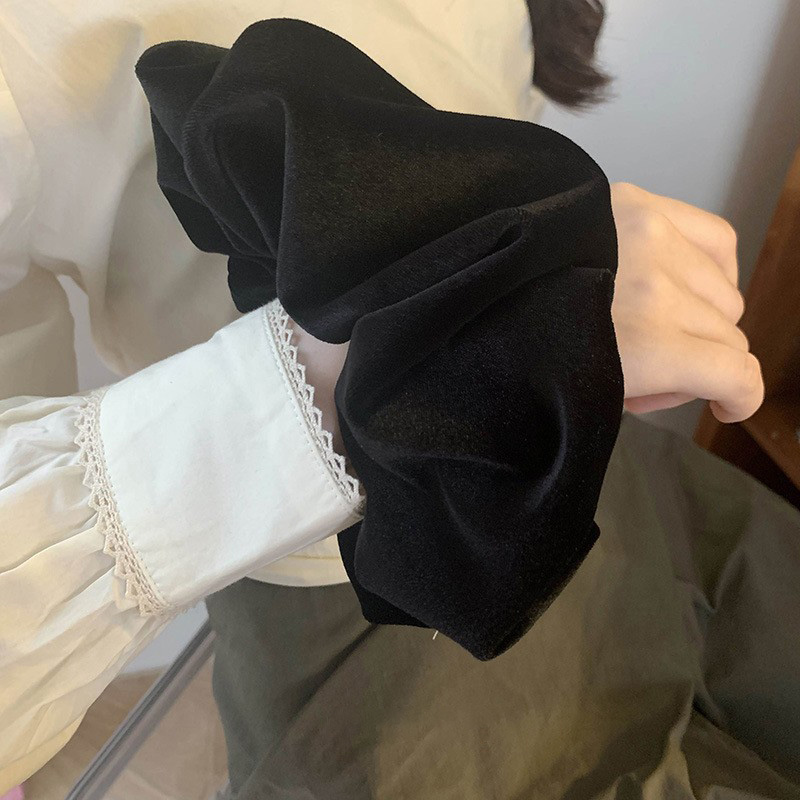 Oversize Black Velvet Scrunchi - Winter Headband Fleece review and price